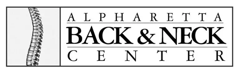 Logo for Alpharetta Back Neck Center with a spine illustration on the left side.