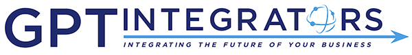 Logo for GPT Integrators with globe in the O of Integrators and tagline Integrating the Future of Your Business.