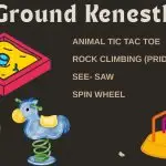 Playground toys and activities listed, plus a basketball court for games and fun.