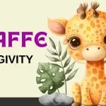Cute cartoon giraffe with large eyes sits by plants; mural donation text reads GIRAFFE LONGIVITY on a light background.