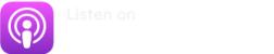 Purple Apple Podcasts logo with a blank white search bar above the word Podcasts on a gradient background.