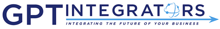 Logo for GPT Integrators with globe in the O of Integrators and tagline Integrating the Future of Your Business.